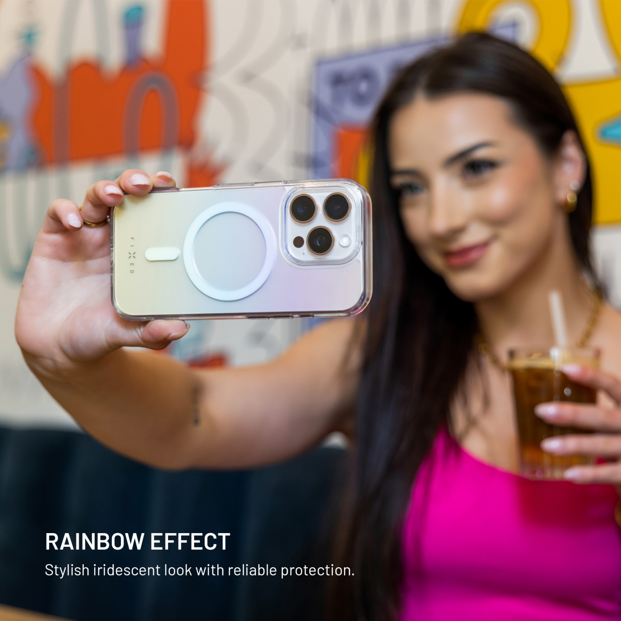 Zadní kryt FIXED MagRainbow s podporou MagSafe pro Samsung Galaxy S25, duhový