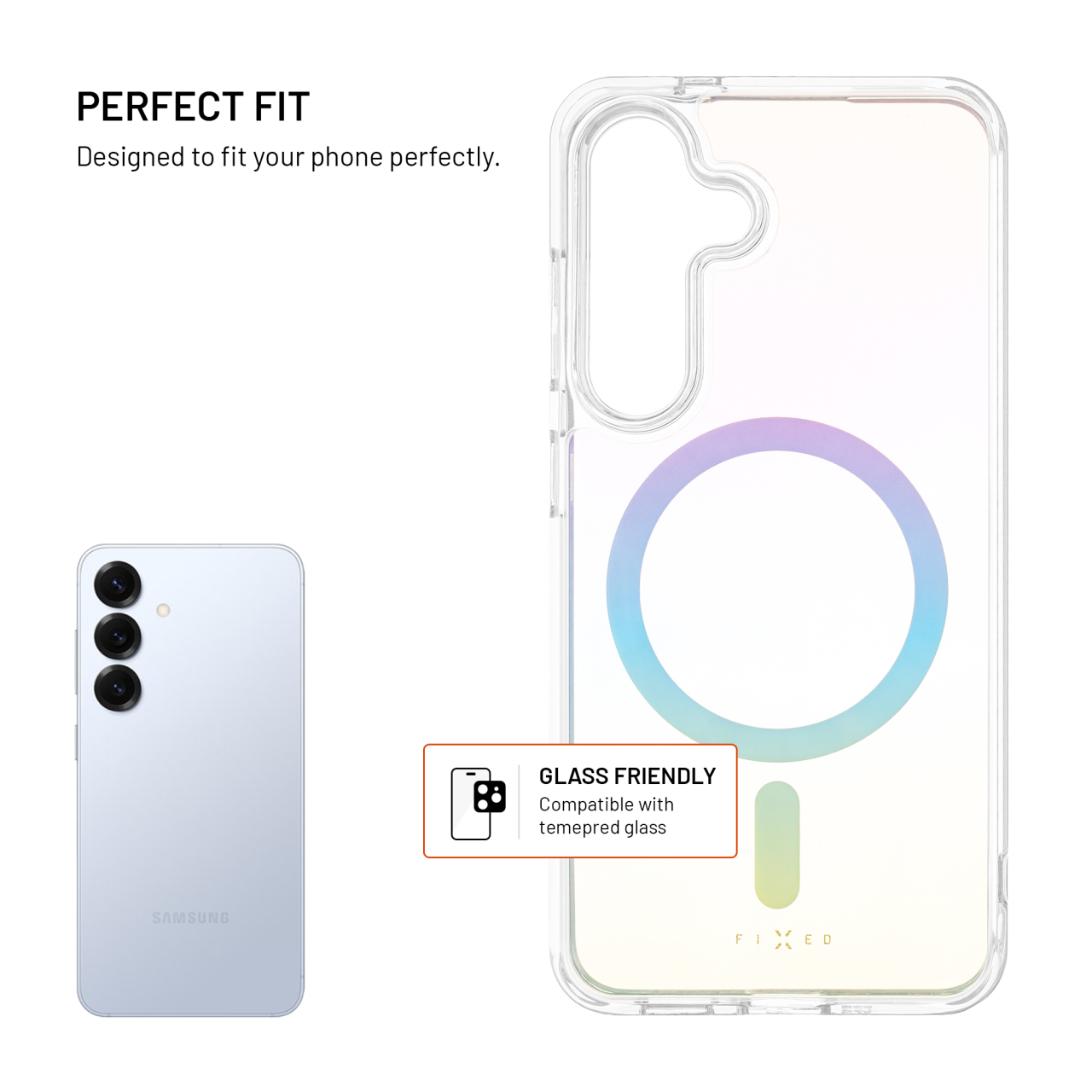 Zadní kryt FIXED MagRainbow s podporou MagSafe pro Samsung Galaxy S25, duhový