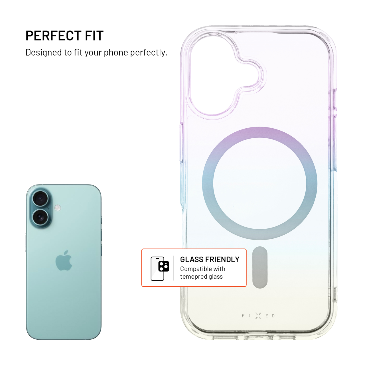 Zadní kryt FIXED MagRainbow s podporou MagSafe pro Apple iPhone 17, duhový