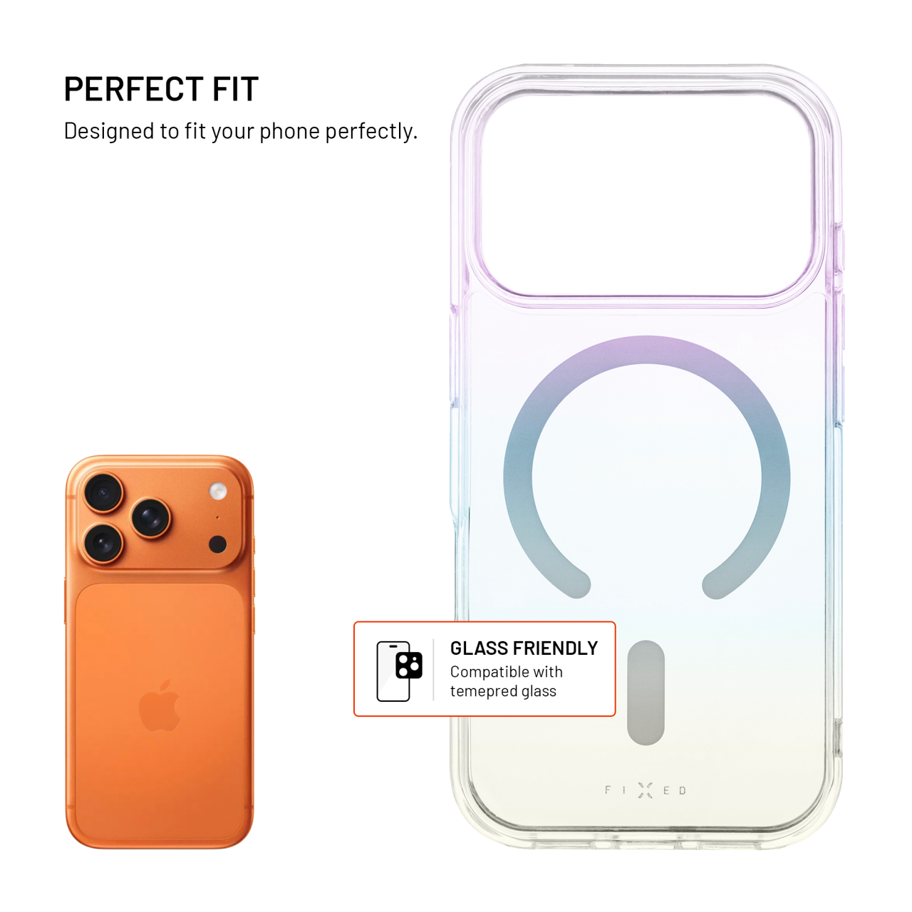 Zadní kryt FIXED MagRainbow s podporou MagSafe pro Apple iPhone 17 Pro, duhový