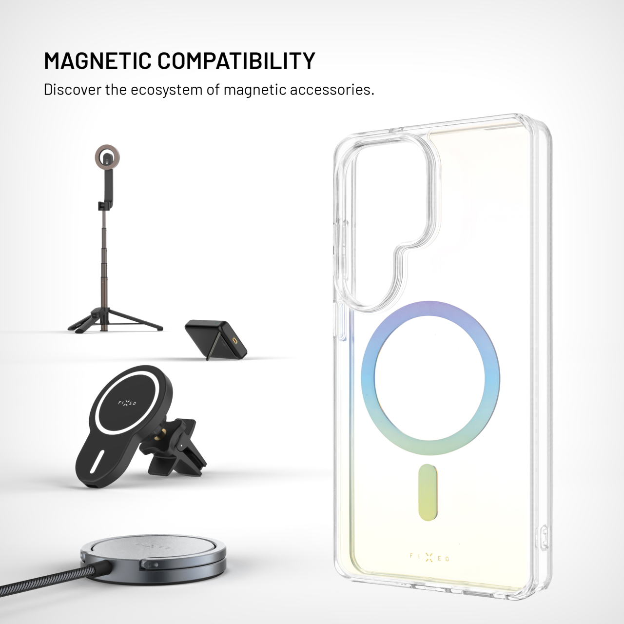 Zadní kryt FIXED MagRainbow s podporou MagSafe pro Samsung Galaxy S26 Ultra, duhový