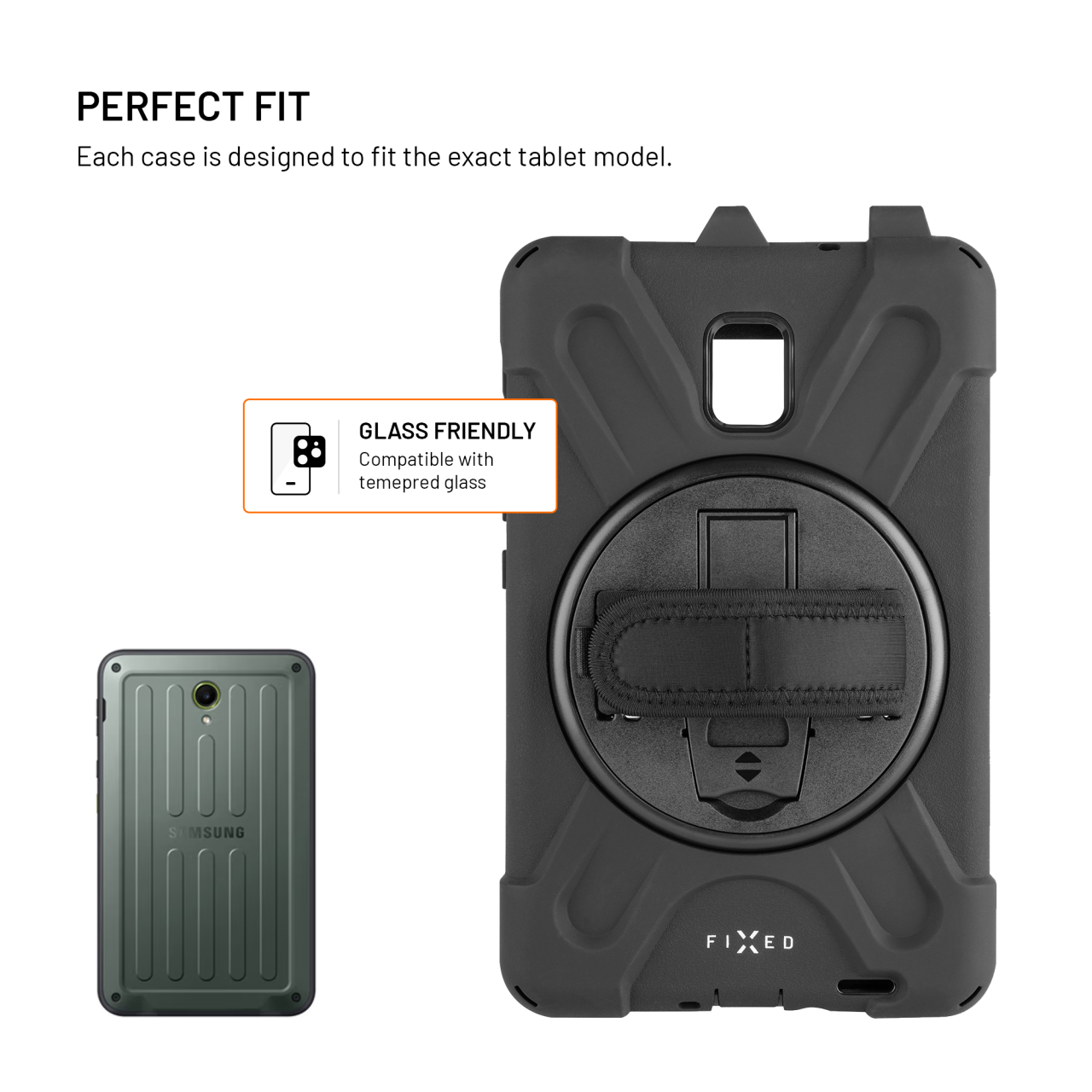 Odolné pouzdro se stojánkem FIXED Rugged Tab Case pro Samsung Galaxy Tab Active5, černé