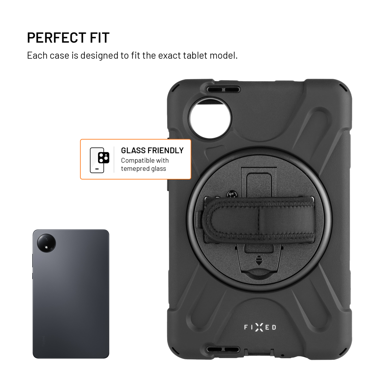 Odolné pouzdro se stojánkem FIXED Rugged Tab Case pro Xiaomi Redmi Pad SE 8.7", černé