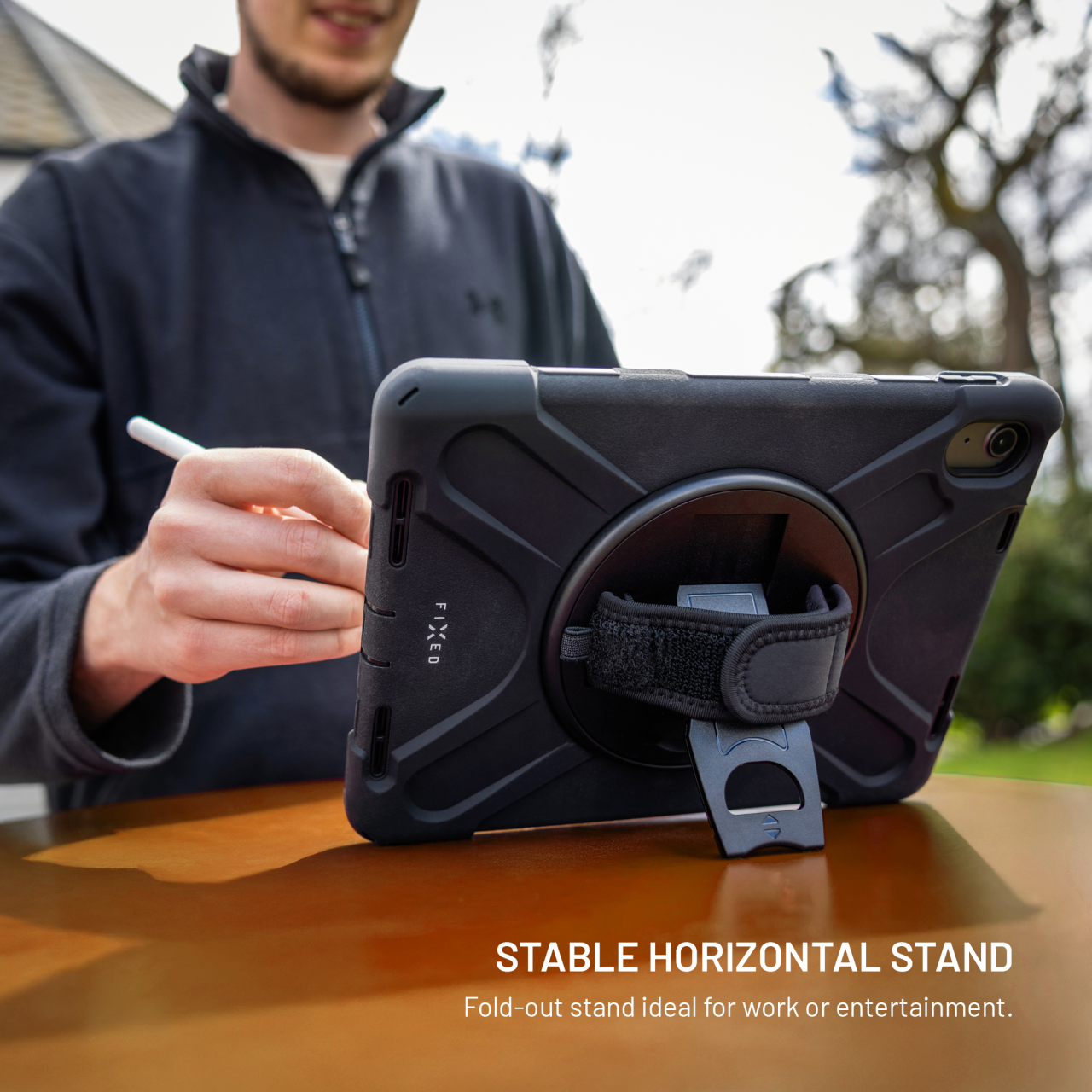 Odolné pouzdro se stojánkem FIXED Rugged Tab Case pro Samsung Galaxy Tab A11, černé
