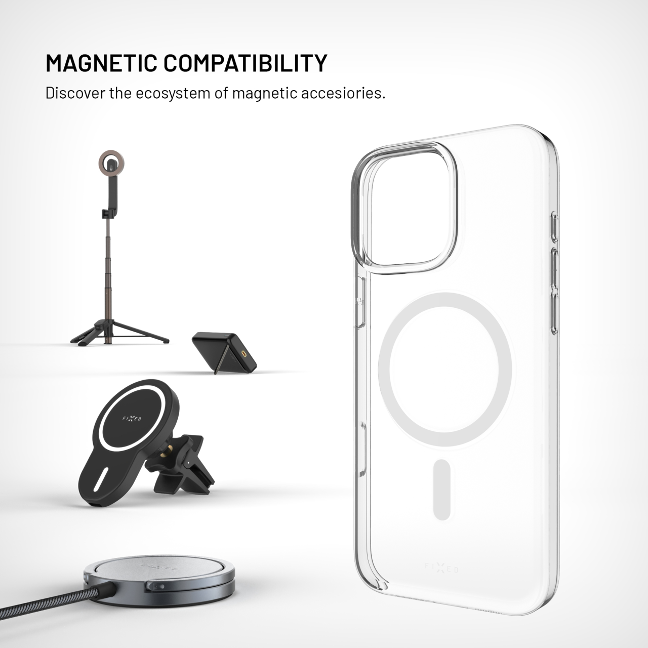 Zadní kryt FIXED MagShell s podporou Magsafe pro Apple iPhone 16 Pro, čirý