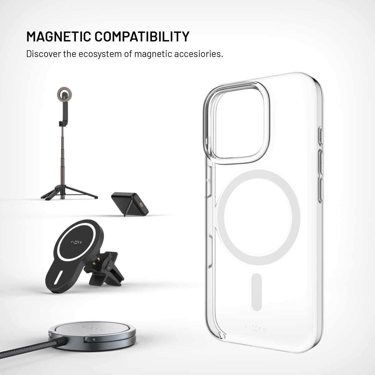 Zadní kryt FIXED MagShell s podporou Magsafe pro Apple iPhone 16 Pro Max, čirý