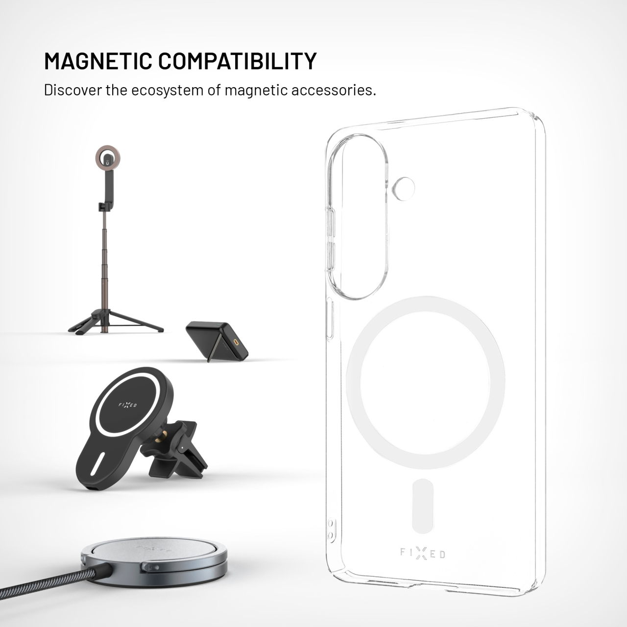 Zadní kryt FIXED MagShell s podporou MagSafe pro Samsung Galaxy S26, čirý