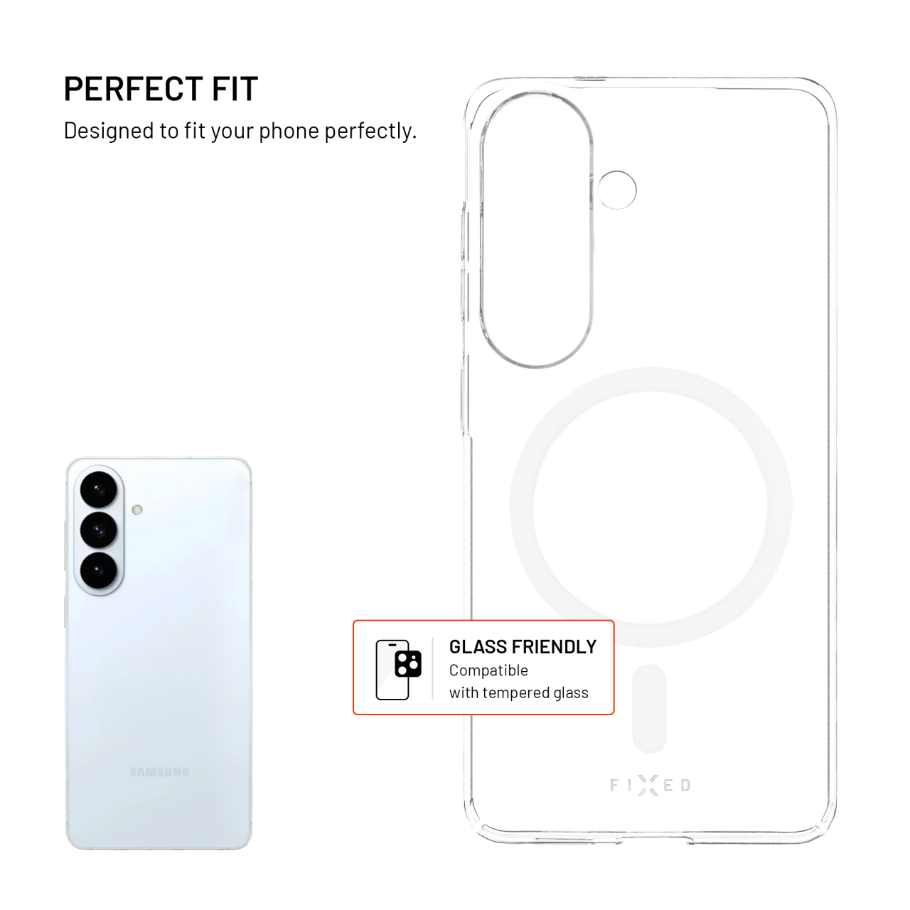 Zadní kryt FIXED MagShell s podporou MagSafe pro Samsung Galaxy S26, čirý