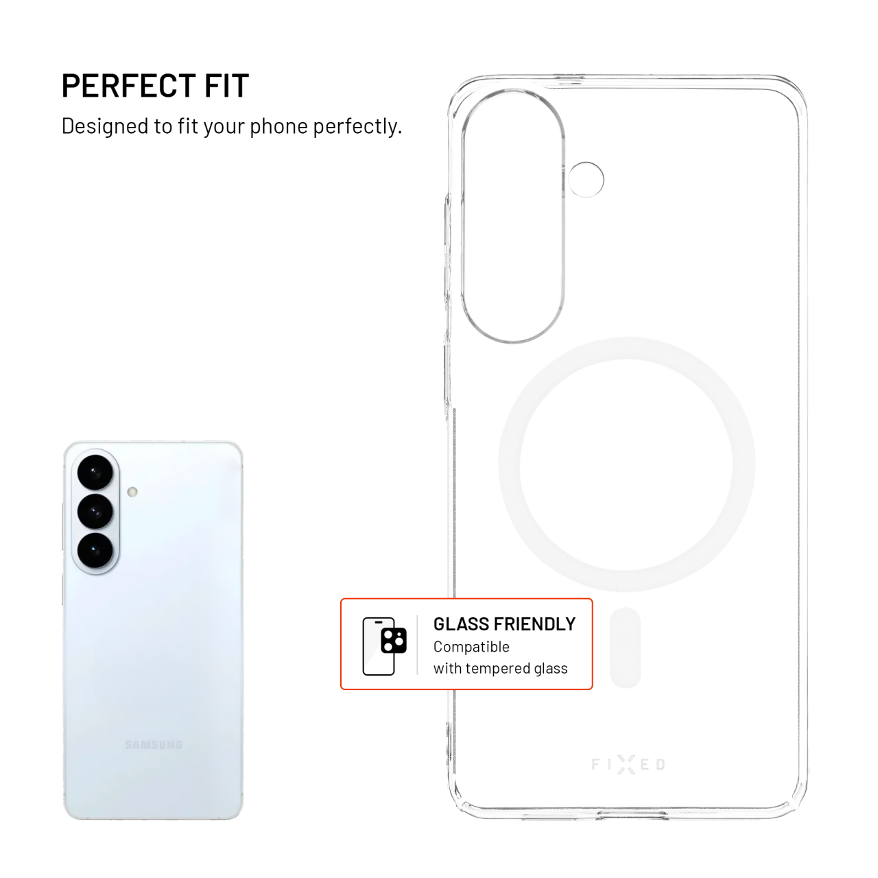 Zadní kryt FIXED MagShell s podporou MagSafe pro Samsung Galaxy S26+, čirý