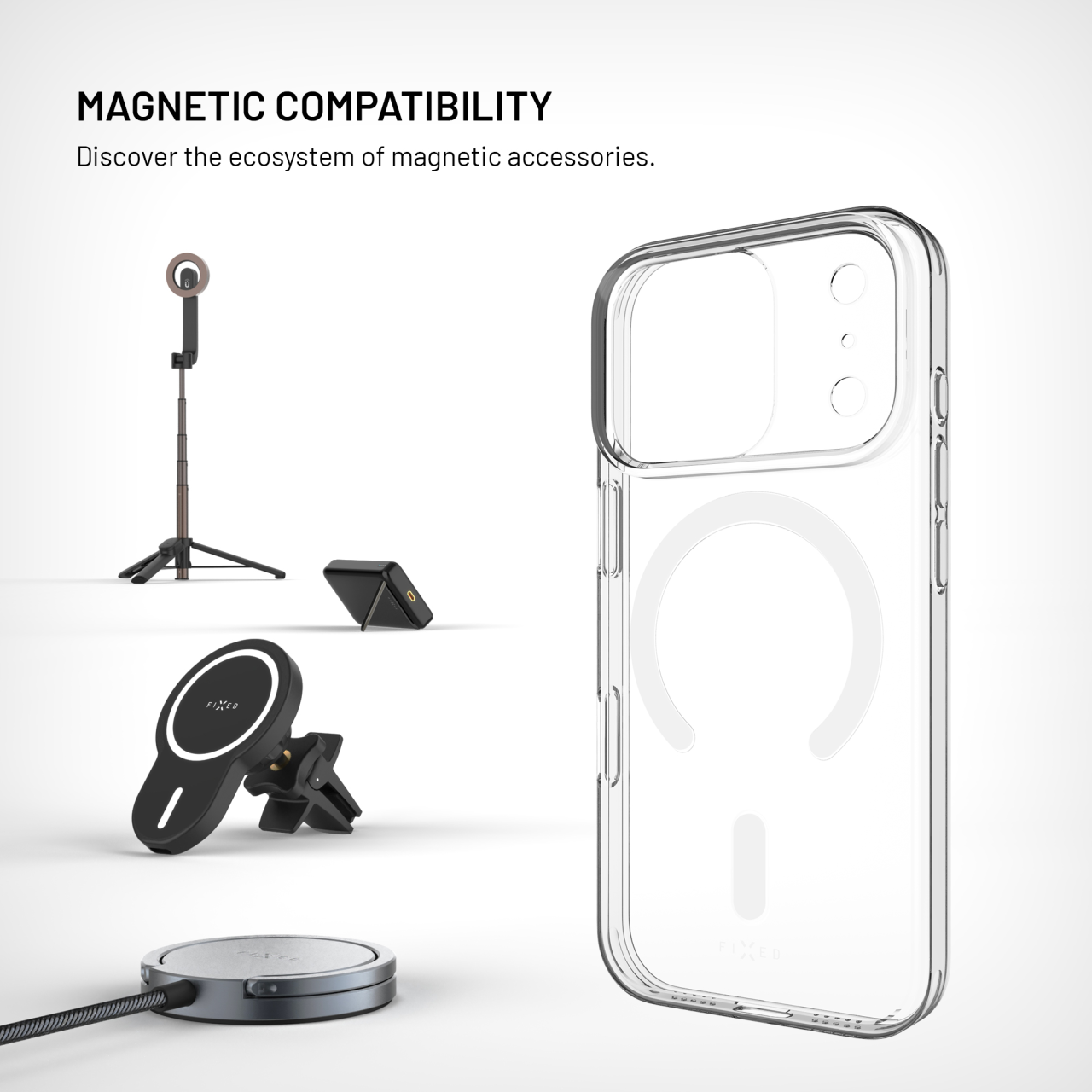 Zadní kryt FIXED MagShell s podporou MagSafe pro Samsung Galaxy S26 FE, čirý