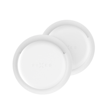 FIXED Silikonové nalepovací pouzdro Silky Sticker pro Apple AirTag, double pack, bílé