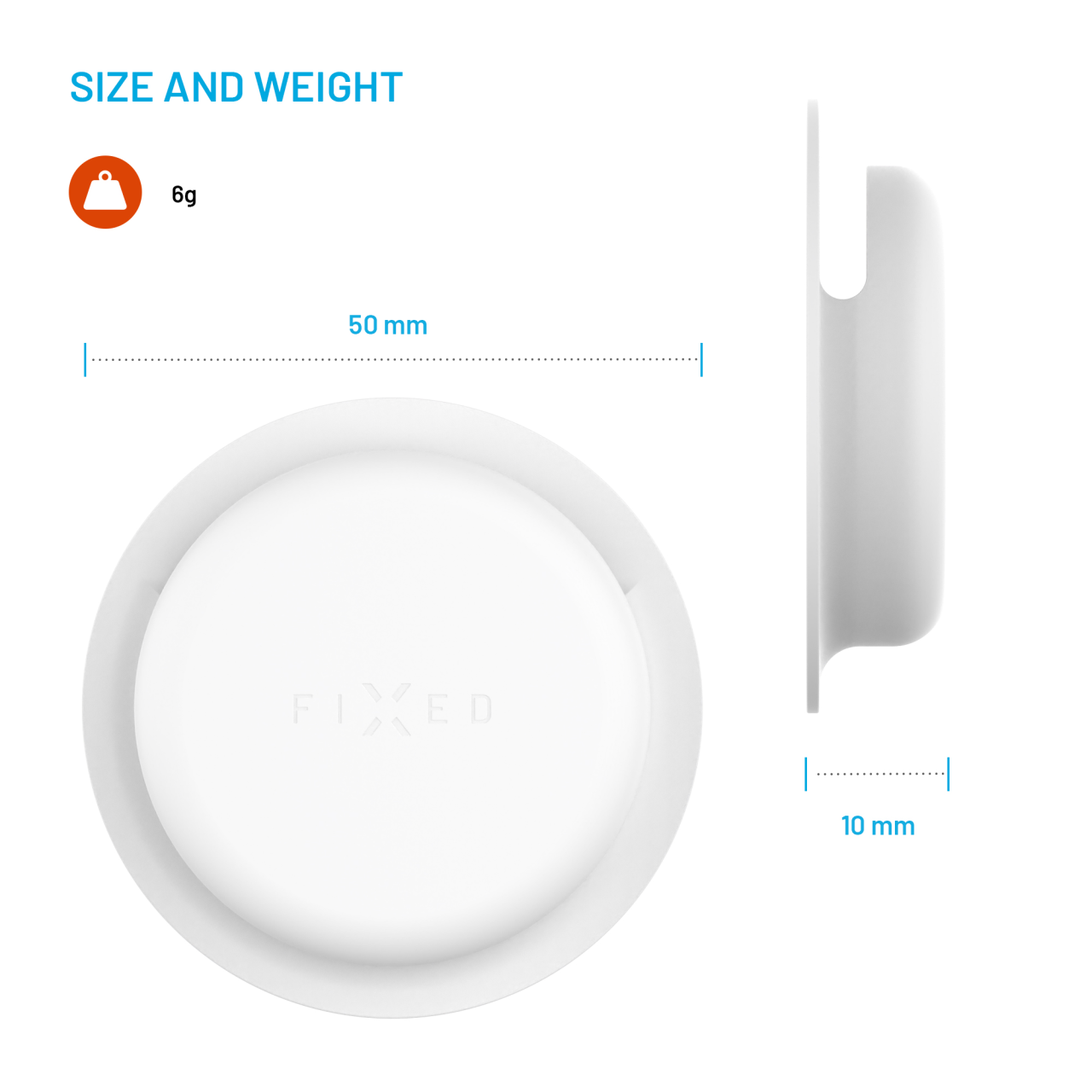 FIXED Silikonové nalepovací pouzdro Silky Sticker pro Apple AirTag, double pack, bílé
