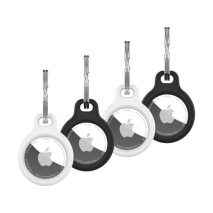 FIXED Silikonové pouzdro silky pro Apple AirTag 4ks, 2x černé + 2x bílé