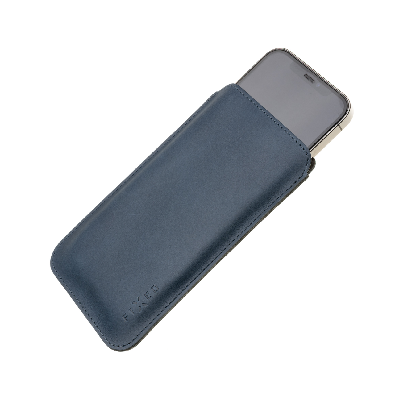 FIXED Tenké pouzdro Slim vyrobené z pravé kůže pro Apple iPhone 12 Pro Max/13 Pro Max, modré