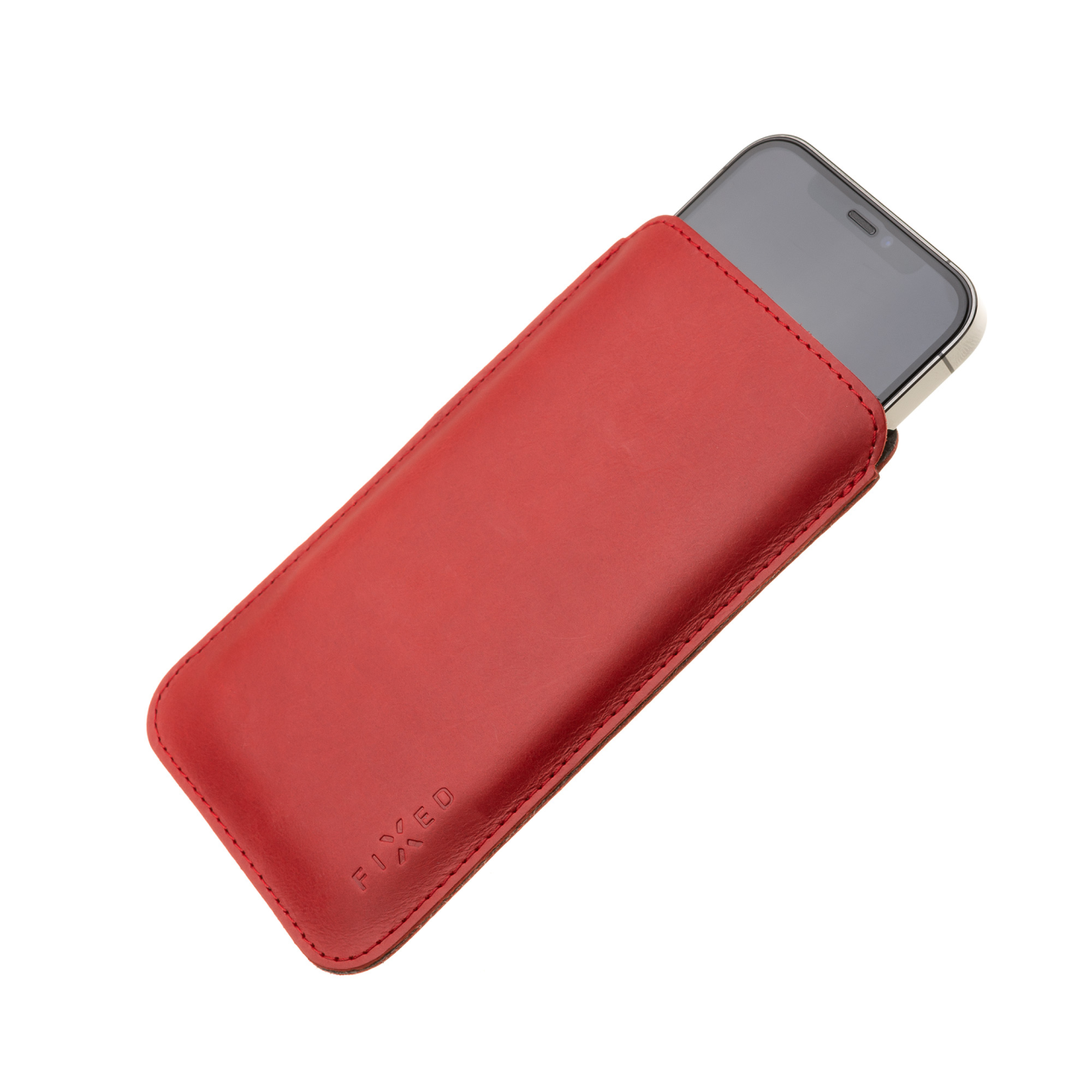 FIXED Tenké pouzdro Slim vyrobené z pravé kůže pro Apple iPhone 12 Pro Max/13 Pro Max, červené