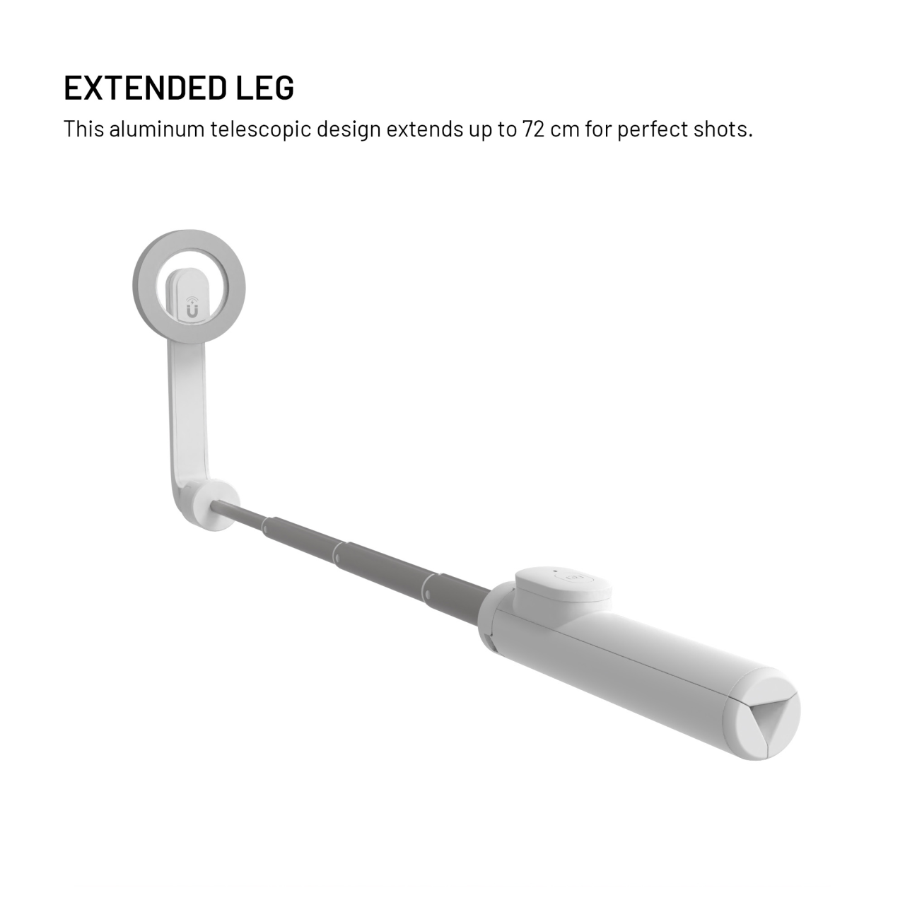 FIXED Selfie stick s tripodem MagSnap s podporou MagSafe a bezdrátovou spouští, bílý