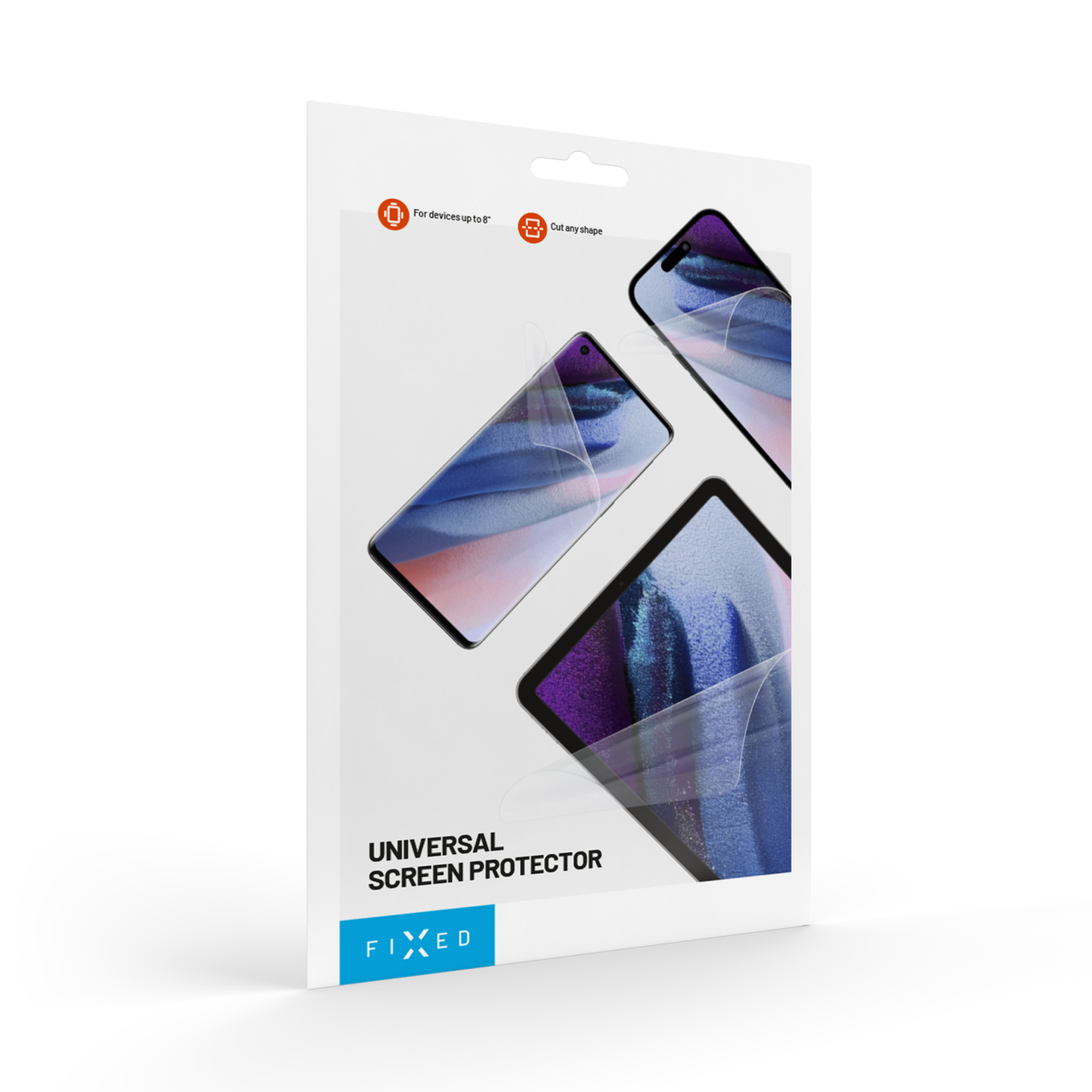 FIXED Univerzální ochranná folie Screen Protector pro displeje do 8", 175x100 mm, čirá