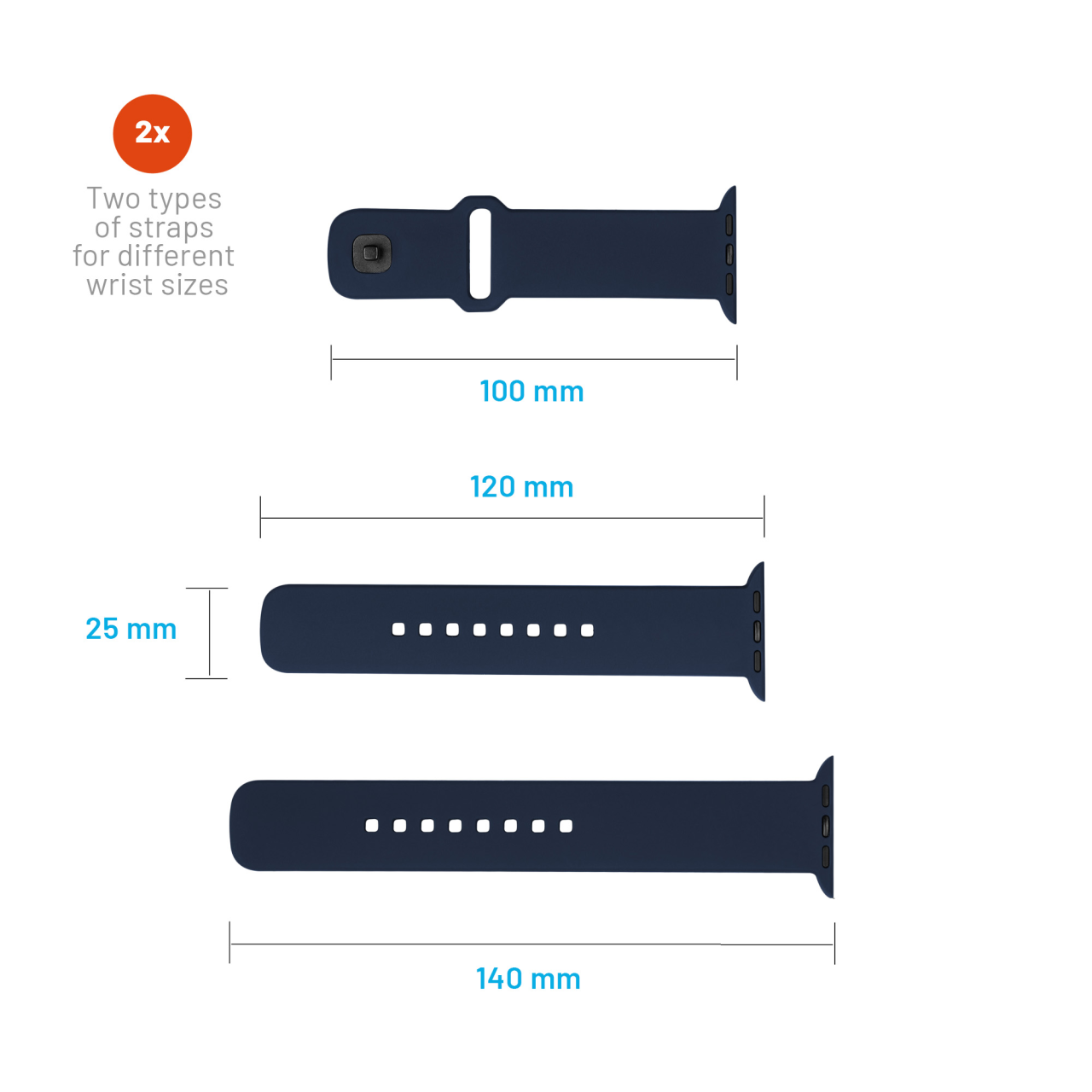 FIXED Set silikonových řemínků Silicone Sporty Strap pro Apple Watch Ultra 49mm, modrý