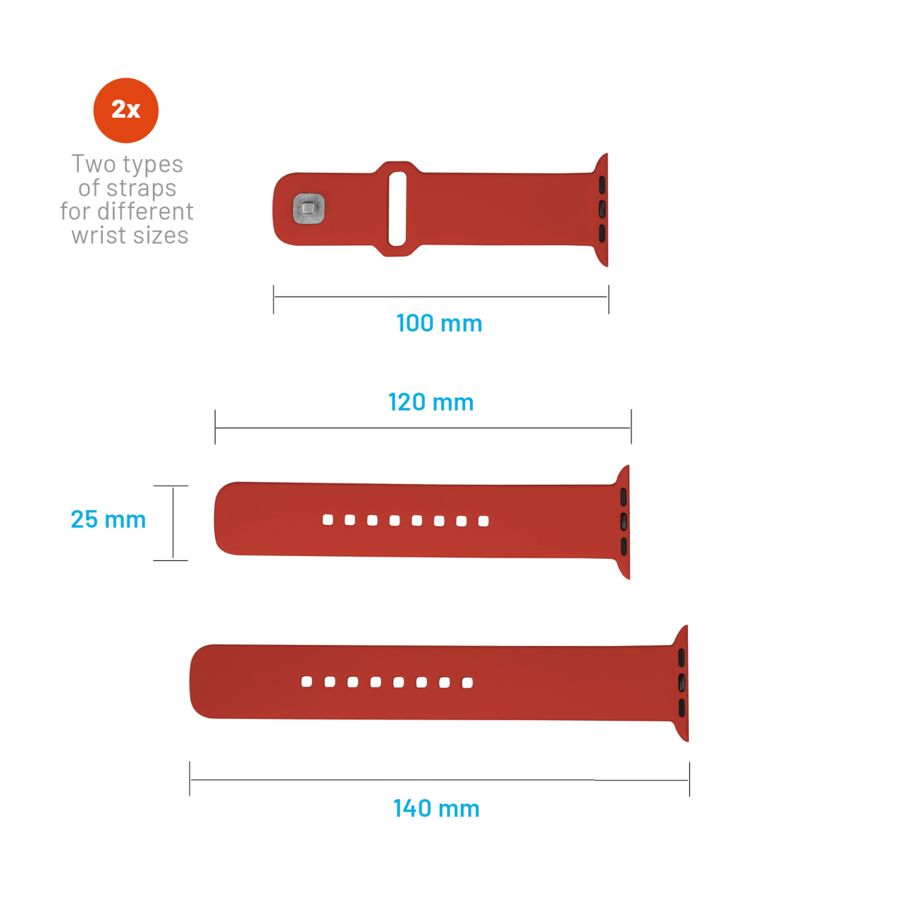 FIXED Set silikonových řemínků Silicone Sporty Strap pro Apple Watch Ultra 49mm, červený