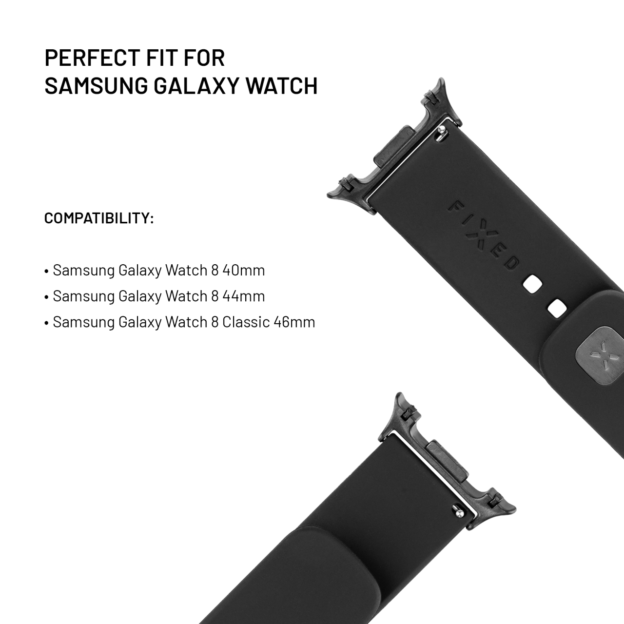 Řemínek Galaxy Watch 8 FIXED Silicone Sporty černý