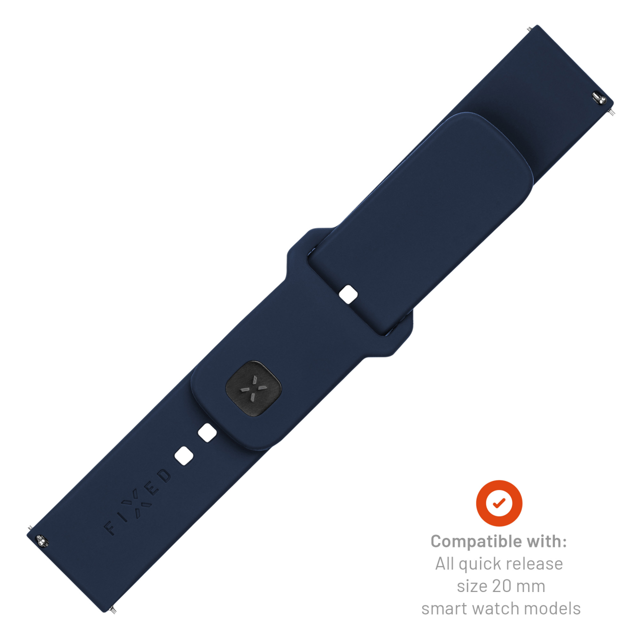 FIXED Set silikonových řemínků Silicone Sporty Strap s Quick Release 20mm pro smartwatch, modrý