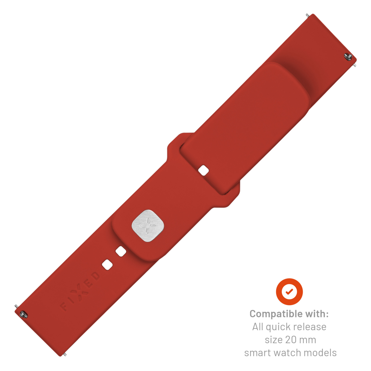 FIXED Set silikonových řemínků Silicone Sporty Strap s Quick Release 20mm pro smartwatch, červený