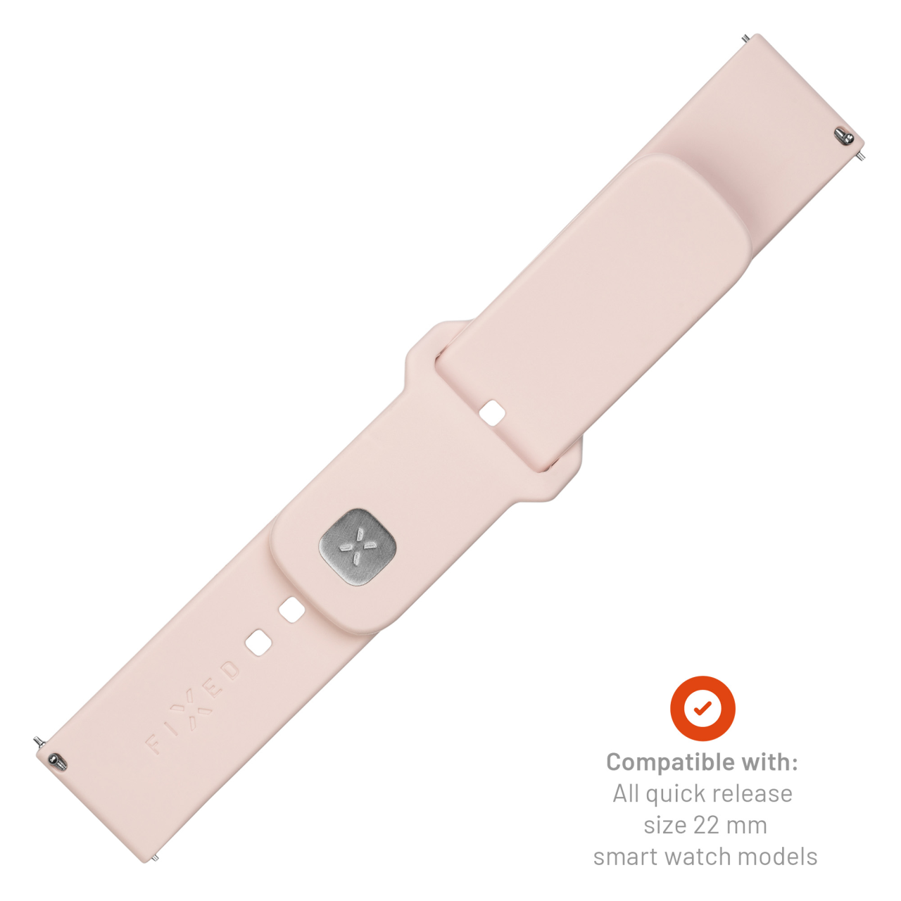 FIXED Set silikonových řemínků Silicone Sporty Strap s Quick Release 22mm pro smartwatch, růžový