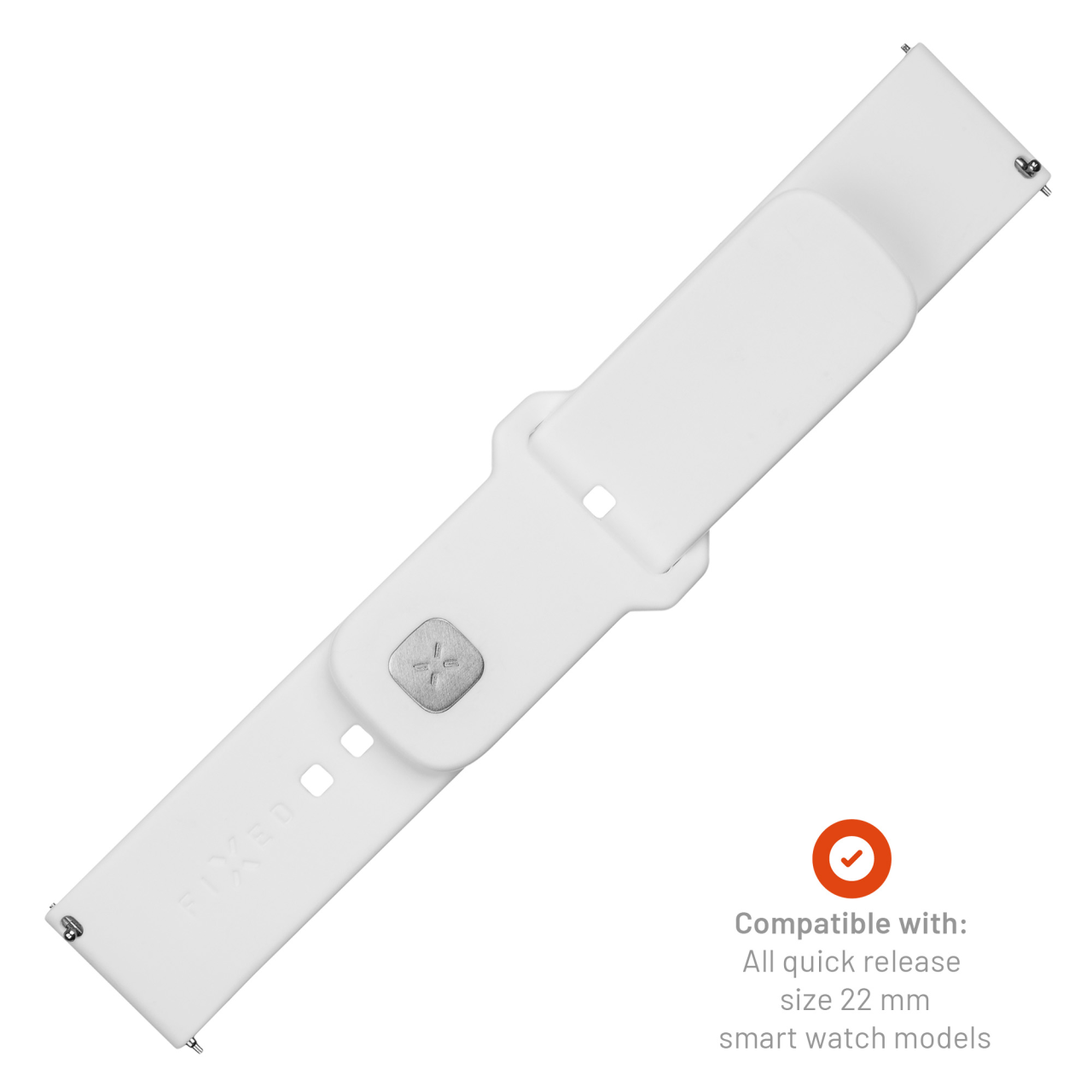 FIXED Set silikonových řemínků Silicone Sporty Strap s Quick Release 22mm pro smartwatch, bílý
