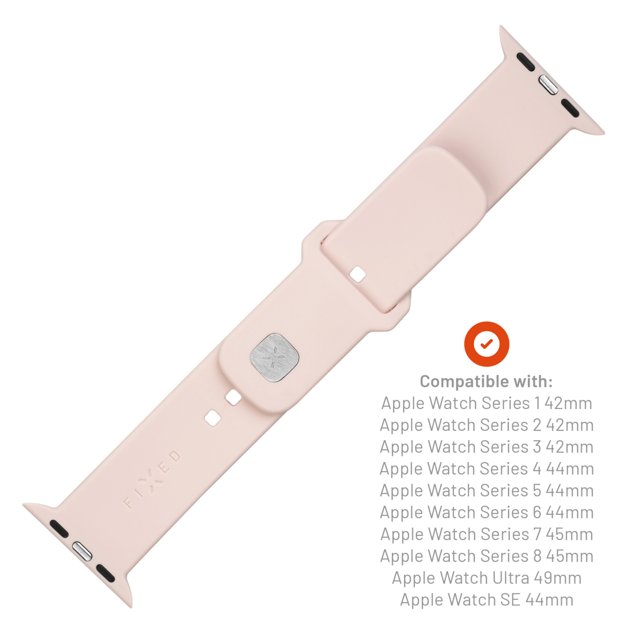 FIXED Set silikonových řemínků Silicone Sporty Strap pro Apple Watch 42/44/45/46mm, růžový