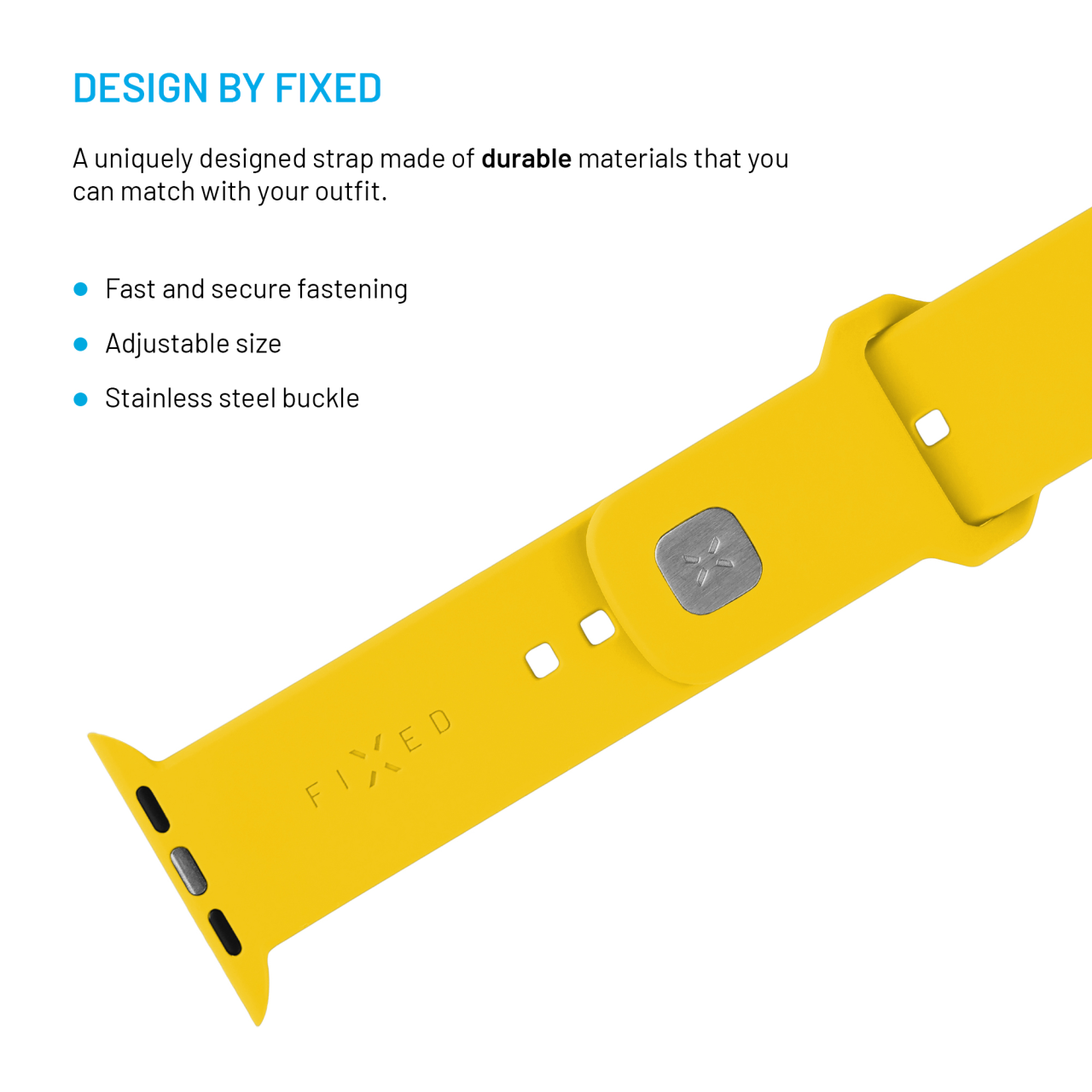 FIXED Set silikonových řemínků Silicone Sporty Strap pro Apple Watch 42/44/45/46mm, žlutý