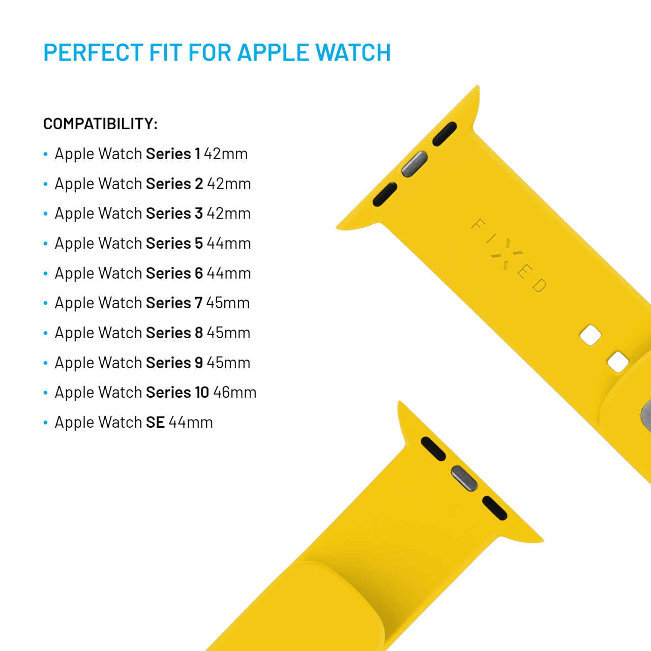 FIXED Set silikonových řemínků Silicone Sporty Strap pro Apple Watch 42/44/45/46mm, žlutý