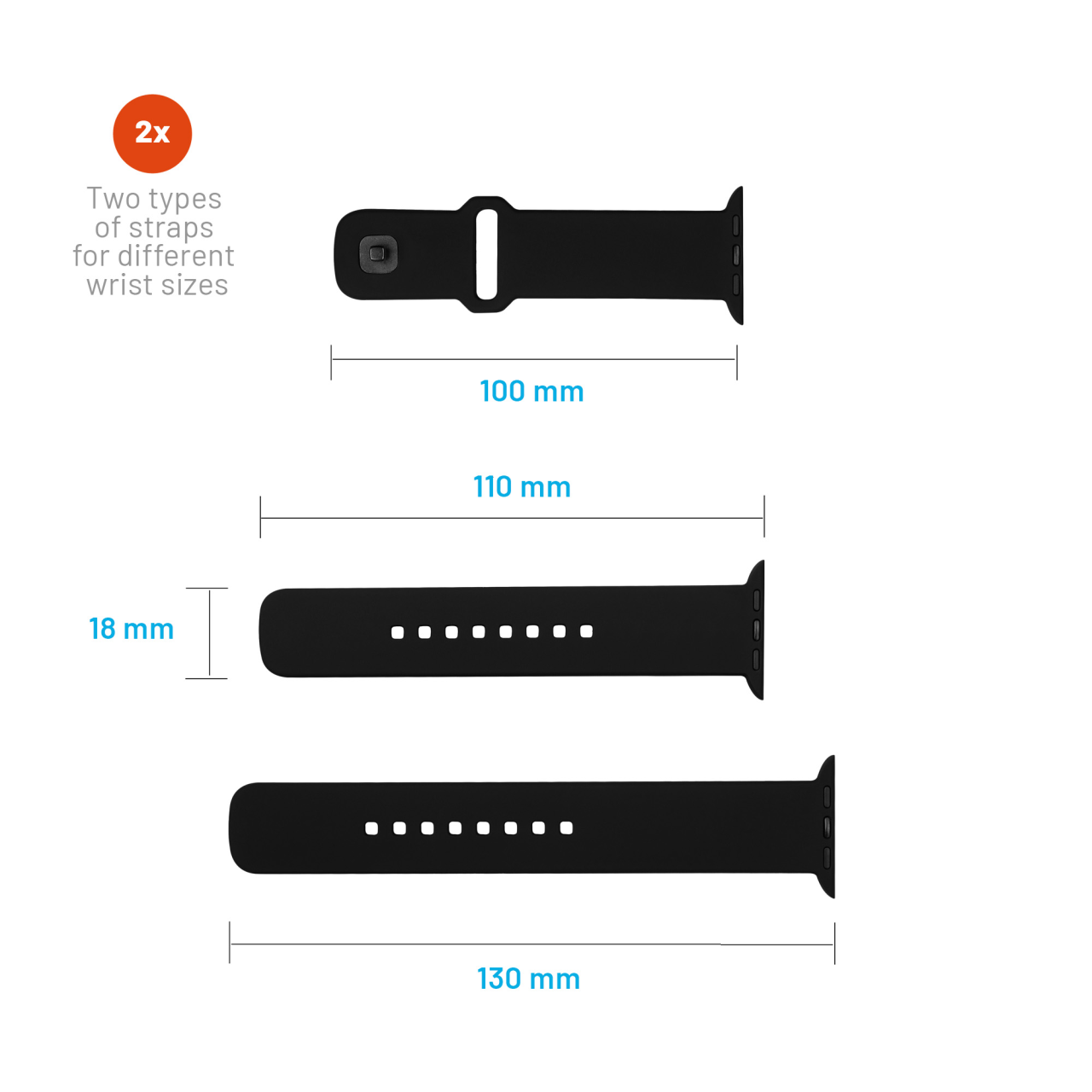 FIXED Set silikonových řemínků Silicone Sporty Strap pro Apple Watch 38/40/41mm, černý