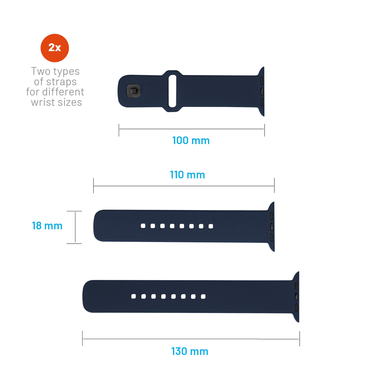 FIXED Set silikonových řemínků Silicone Sporty Strap pro Apple Watch 38/40/41mm, modrý