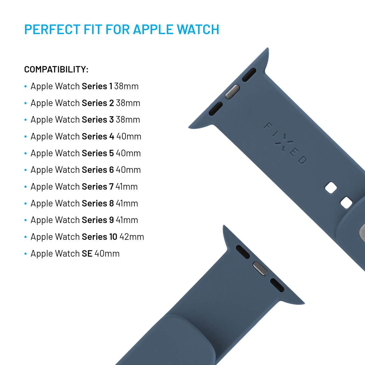 FIXED Set silikonových řemínků Silicone Sporty Strap pro Apple Watch 38/40/41mm, zelenomodrý