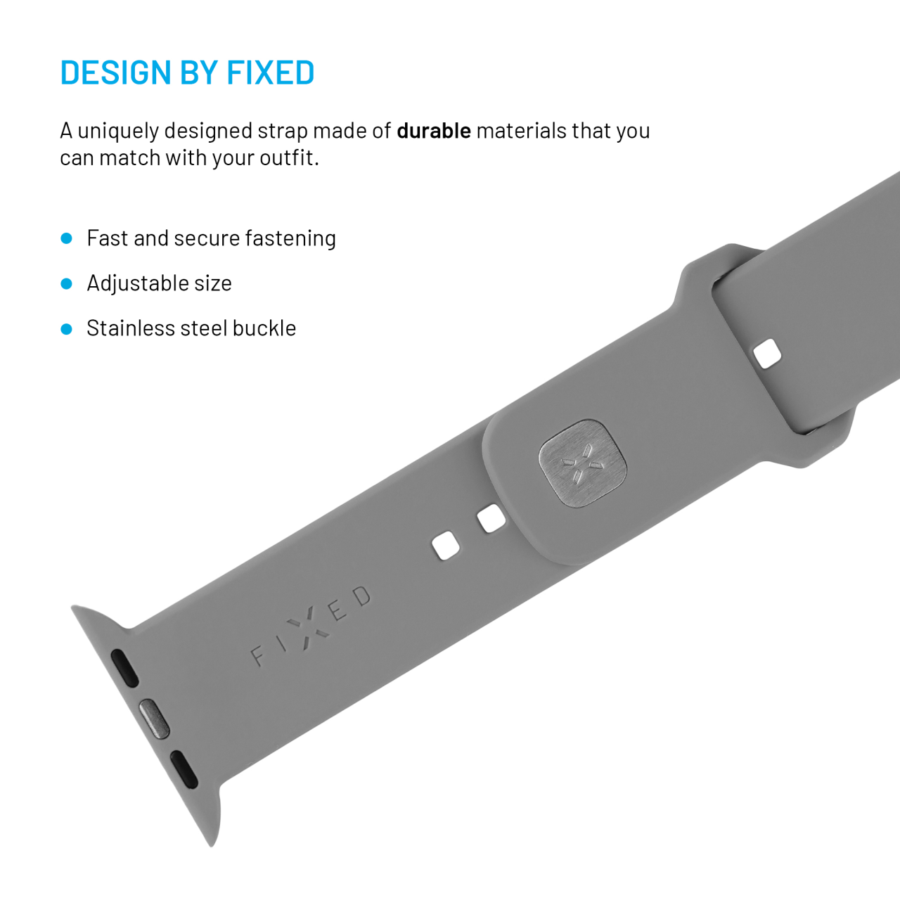 FIXED Set silikonových řemínků Silicone Sporty Strap pro Apple Watch 38/40/41mm, světle šedý