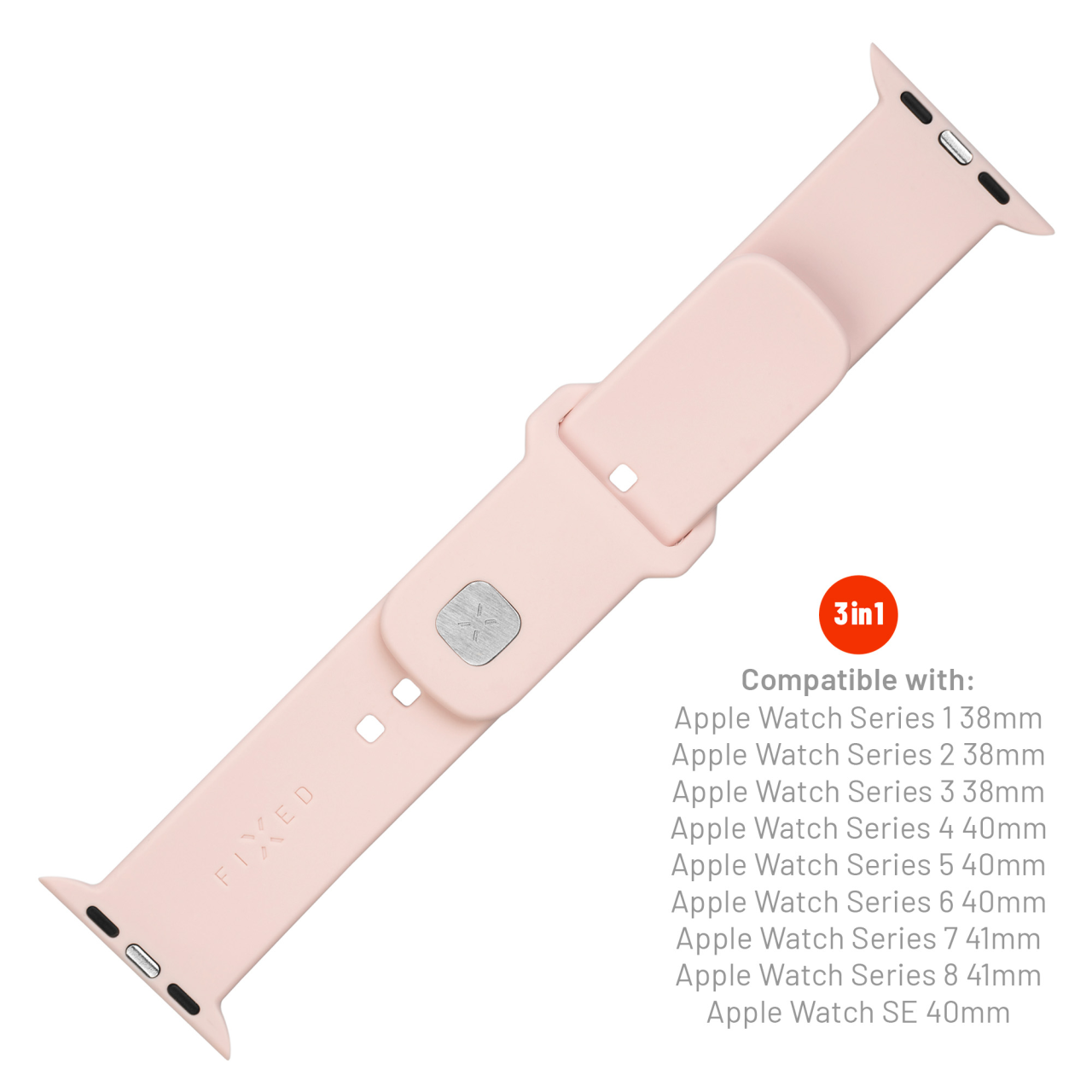 FIXED Set silikonových řemínků Silicone Sporty Strap pro Apple Watch 38/40/41mm, růžový
