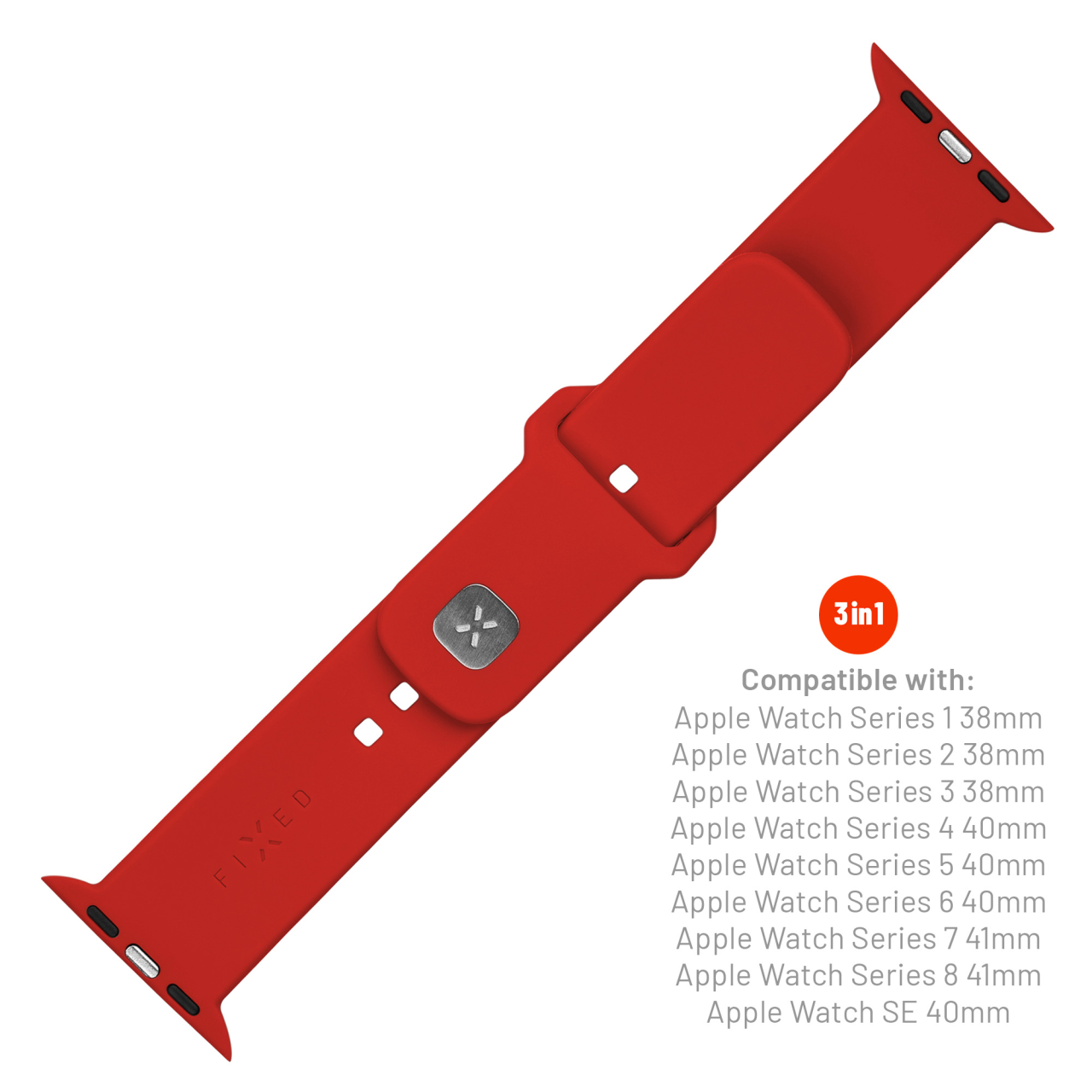 FIXED Set silikonových řemínků Silicone Sporty Strap pro Apple Watch 38/40/41mm, červený