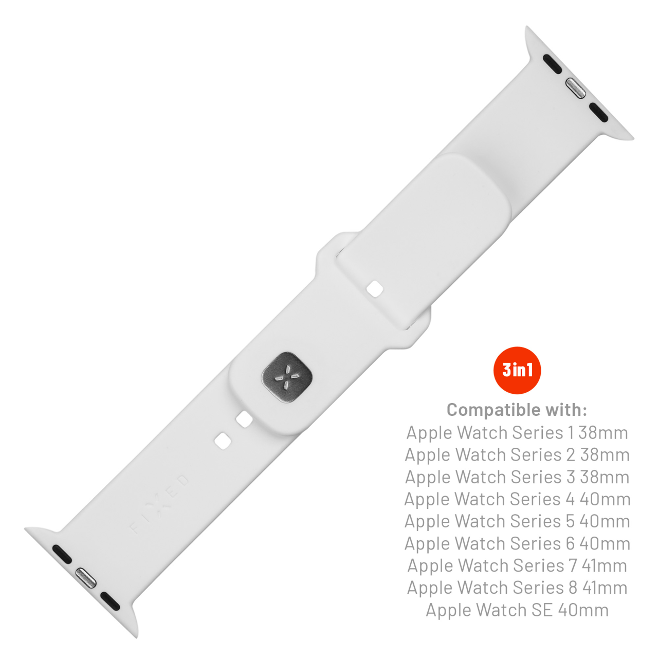 FIXED Set silikonových řemínků Silicone Sporty Strap pro Apple Watch 38/40/41mm, bílý