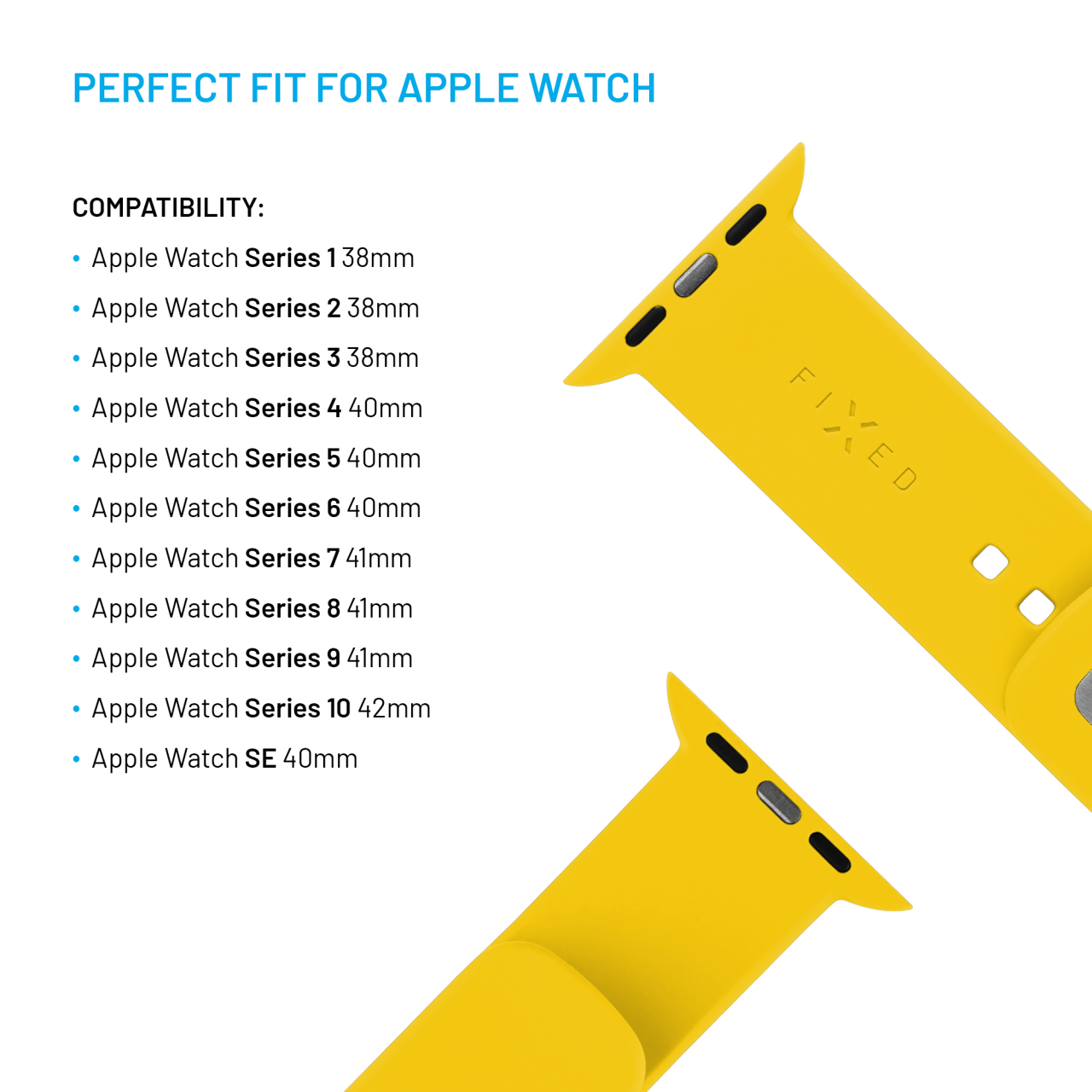 FIXED Set silikonových řemínků Silicone Sporty Strap pro Apple Watch 38/40/41mm, žlutý