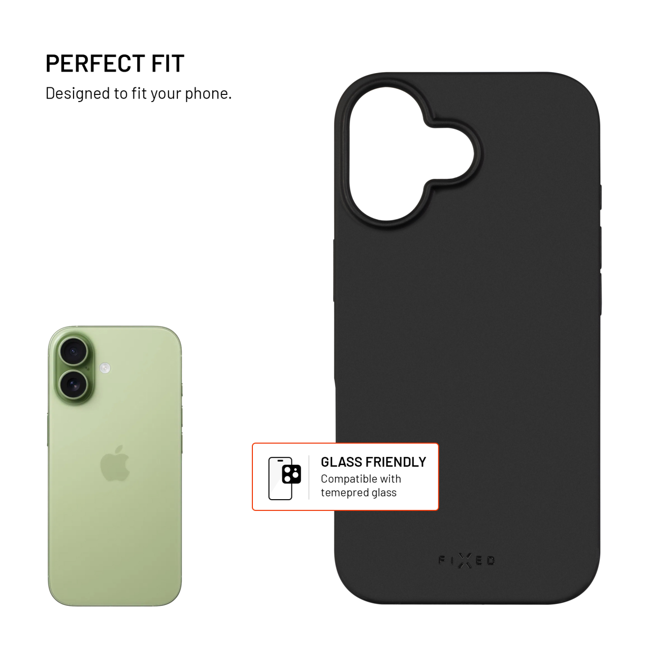 FIXED Story iPhone 17 – černý pogumovaný kryt