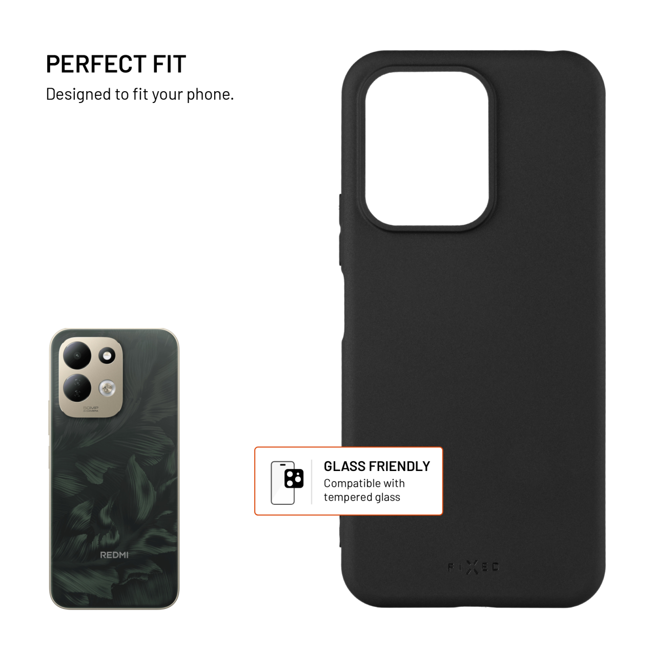 Zadní pogumovaný kryt FIXED Story pro Xiaomi Redmi 17 4G, černý