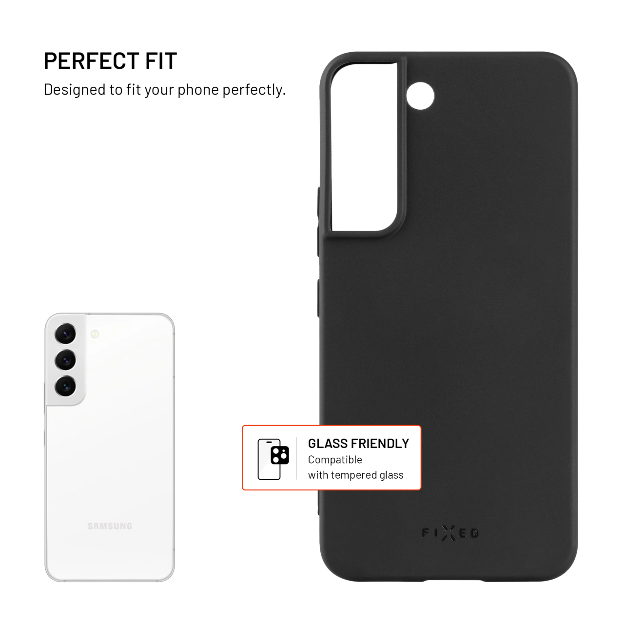 FIXED Zadní pogumovaný kryt Story pro Samsung Galaxy S22 5G, černý