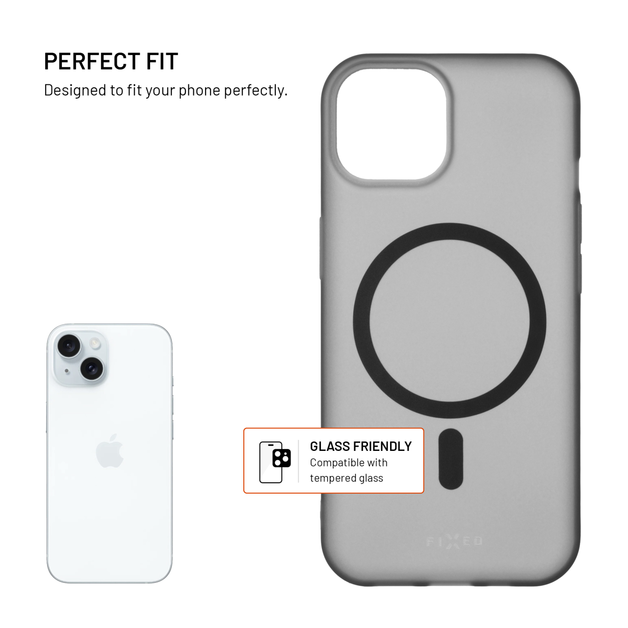 Silikonový kryt na mobil Apple iPhone 15 - Fixed MagStory, MagSafe, kouřový