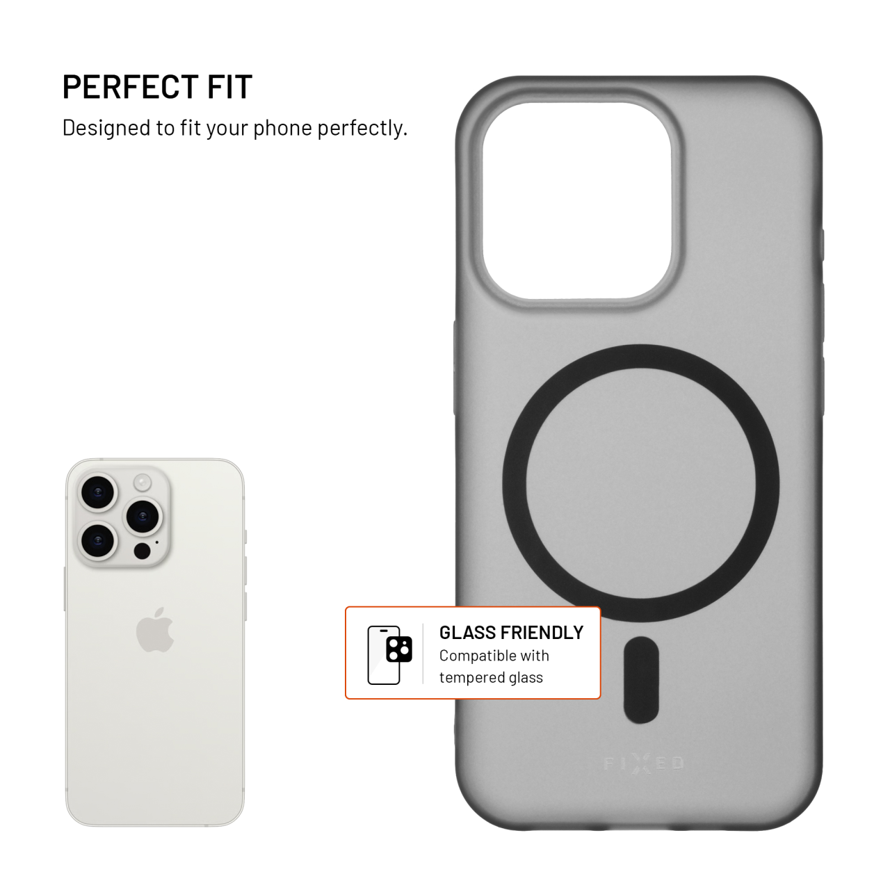 Silikonový kryt na mobil Apple iPhone 15 Pro - Fixed MagStory, MagSafe, kouřový