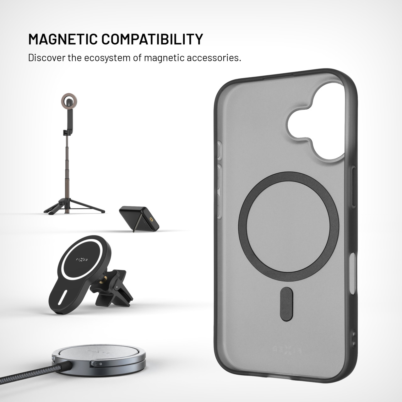 Silikonový kryt na mobil Apple iPhone 16 - Fixed MagStory, MagSafe, kouřový