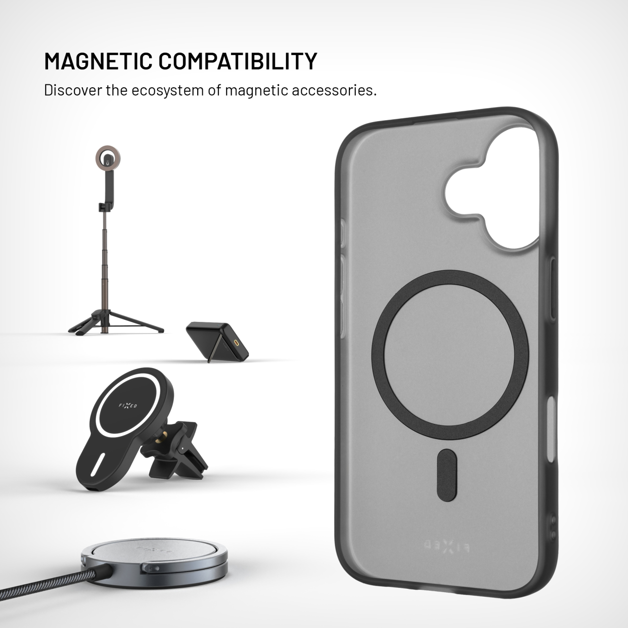 Silikonový kryt na mobil Apple iPhone 17 - Fixed MagStory, MagSafe, kouřový