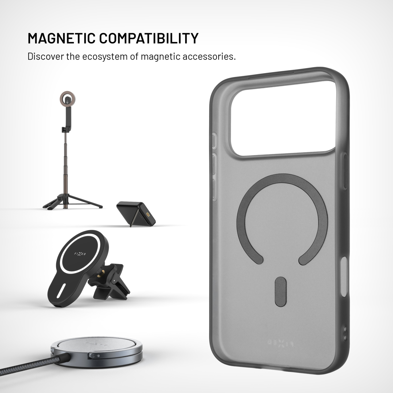 Silikonový kryt na mobil Apple iPhone 17 Pro Max - Fixed MagStory, MagSafe, kouřový