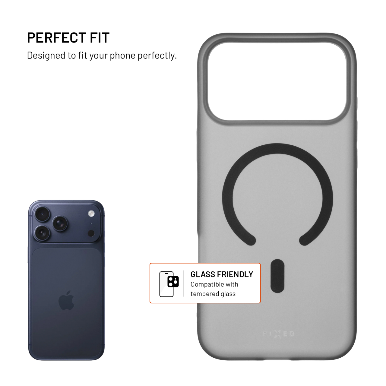 Silikonový kryt na mobil Apple iPhone 17 Pro Max - Fixed MagStory, MagSafe, kouřový