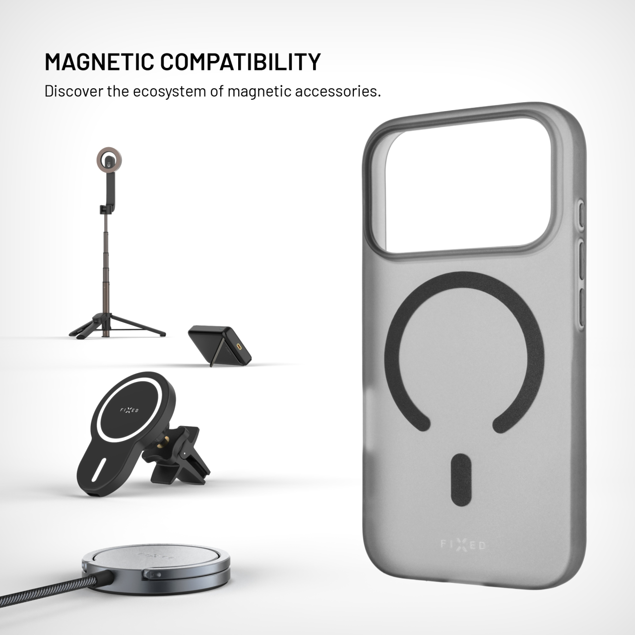 Silikonový kryt na mobil Apple iPhone 18 Pro/17 Pro - Fixed MagStory, MagSafe, kouřový