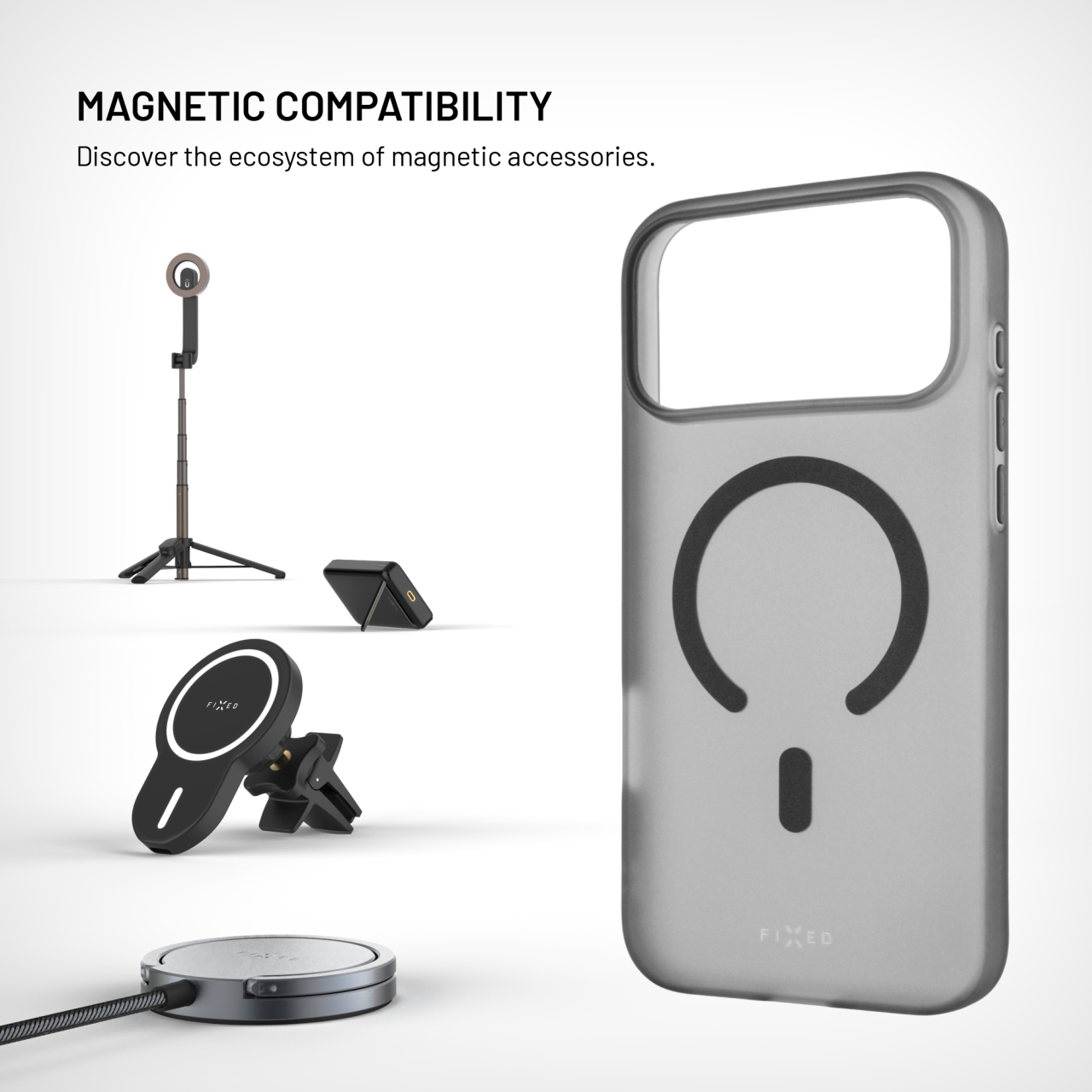 Silikonový kryt na mobil Apple iPhone 18 Pro Max/17 Pro Max - Fixed MagStory, MagSafe, kouřový